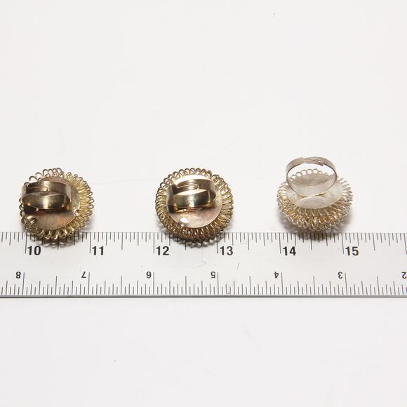 Vintage Atomic Starburst Flower Rings Set of 3 Adjustable - Picture 3 of 4